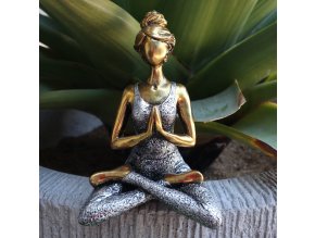 Yoga Lady Figurka - Bronzová & Stříbrná 24cm