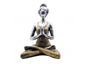 Yoga Lady Figurka - Stříbrná & Zlatá 24cm