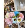 Mýdlová dekorace v plechové vaničce mix 7 květů - 1 ks