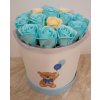 Dárkový box z mýdlových květů - 18 modro-krémových růží