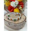 Drhaný náramek bílý - Imperial Green Jasper a Karneol Achát