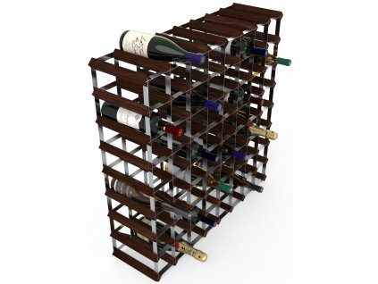 Stojan na víno na 72 lahví, tmavá borovice, pozinkovaná ocel, rozložený