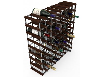 Stojan na víno na 72 lahví, tmavá borovice, pozinkovaná ocel, sestavený