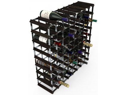 Stojan na víno na 72 lahví, černý jasan, pozinkovaná ocel, rozložený