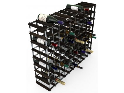 Stojan na víno na 90 lahví, černý jasan, pozinkovaná ocel, rozložený