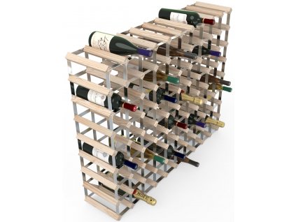 Stojan na víno na 90 lahví přírodní borovice a pozinkovaná ocel
