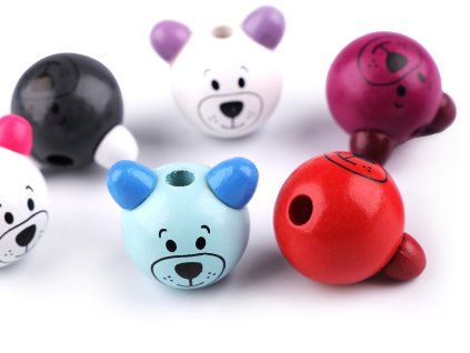214 Dřevěná hlava medvídek průměr 24 mm různé