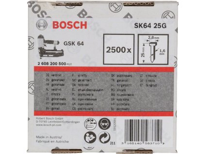 BOSCH SK64 25G 25mm hřeby pro GSK64 | 2500 ks