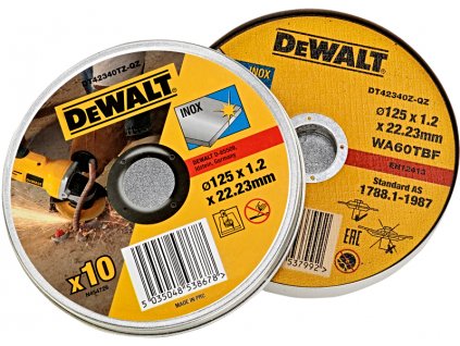 DeWALT DT42340TZ sada dělících kotoučů na nerez 125mm (10x)