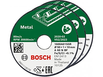 BOSCH Metal dělící kotouč na nerez 50x10mm (3 ks)