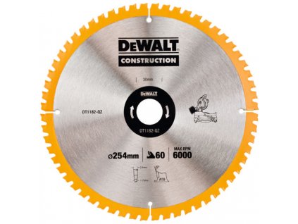 DeWALT DT1182 254x30mm pilový kotouč ATB 7°  (60 zubů)