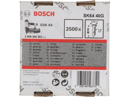 BOSCH SK64 40G 40mm hřeby pro GSK64 | 2500 ks