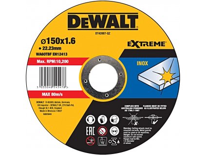 DeWALT DT43907 řezný kotouč na nerez 150x1.6mm