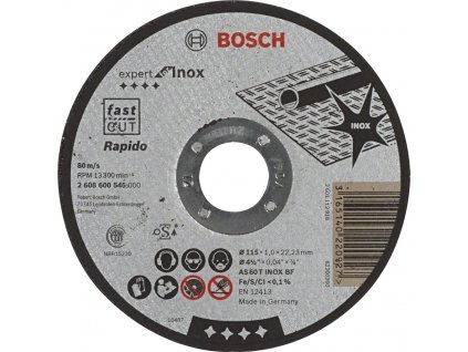 BOSCH Expert for Inox rovný dělící kotouč na nerez 115mm (1.0 mm)