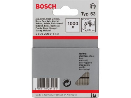 BOSCH nerezové spony typ 53 - šírka 11,4, dĺžka 8 mm, balenie 1000 ks