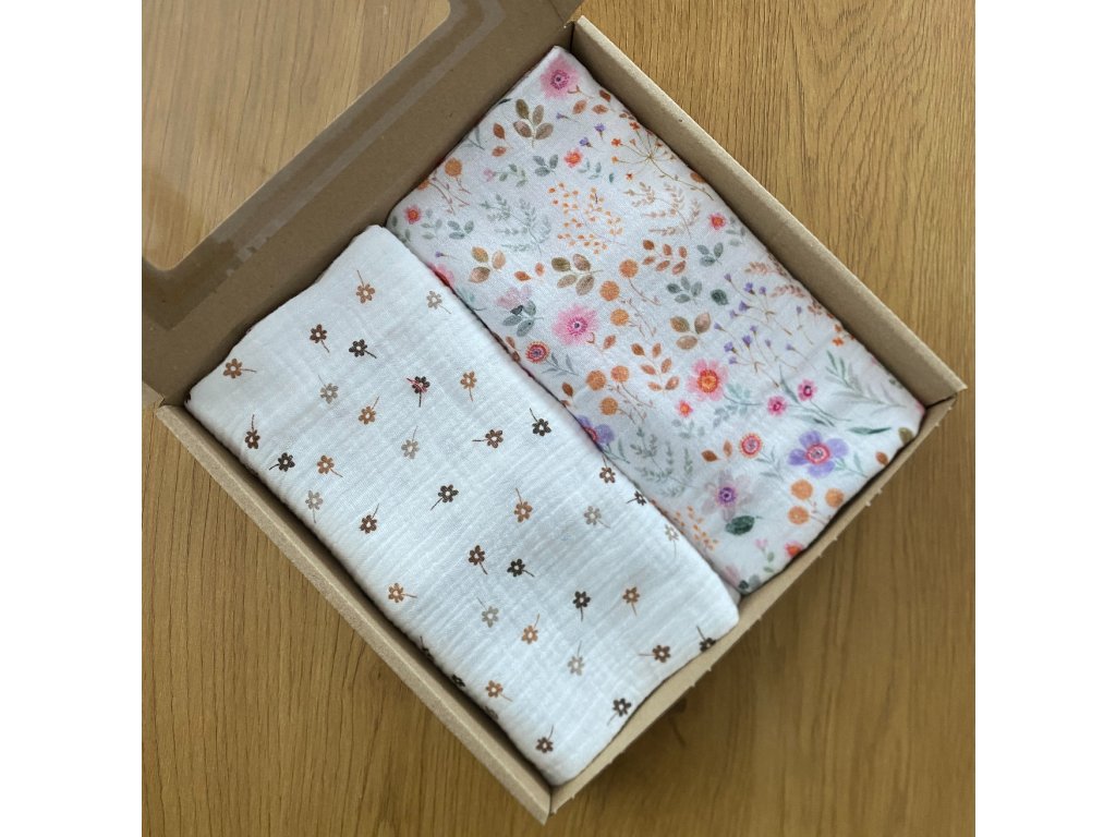 Dárková krabička dvou plen- pro holčičku- květiny