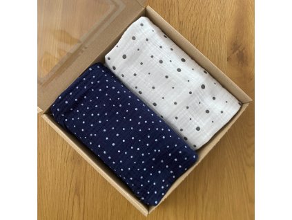 Dárková krabička dvou plen- neutrální- puntíky