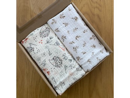 Dárková krabička dvou plen- neutrální- ježci
