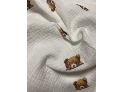 Mušelínová plena- vykukující medvídci