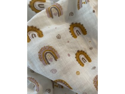 Mušelínová plena- oranžové duhy