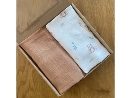 Dárková krabička dvou plen- světle hnědá