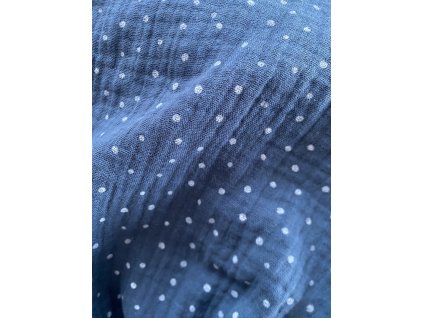 Kruhová šála- modrá s bílým puntíkem