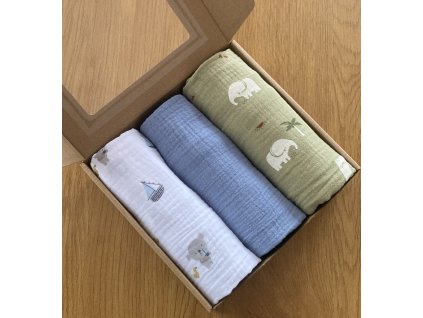 krabička otevřená, sloni, zvířátka a hračky, světle modrá