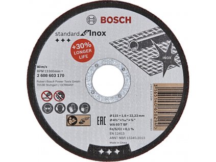 BOSCH Standard for Inox rovný dělící kotouč na nerez 115mm (1.6 mm)