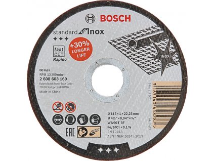 BOSCH Standard for Inox rovný dělící kotouč na nerez 115mm (1.0 mm)
