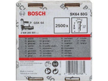 BOSCH SK64 50G 50mm hřeby pro GSK64 | 2500 ks