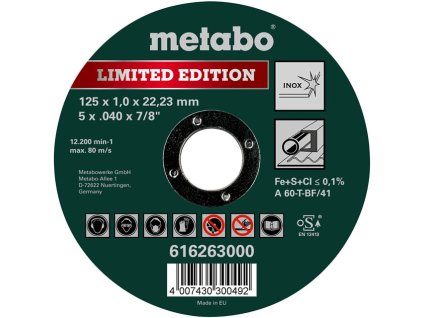 METABO rovný řezný kotouč na nerez a kov 125mm (1 mm)