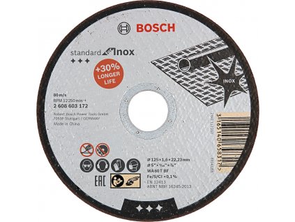 BOSCH Standard for Inox rovný dělící kotouč na nerez 125mm (1.6 mm)