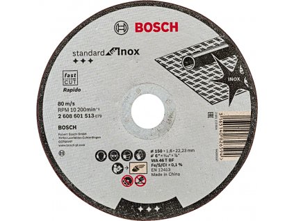 BOSCH 150x22,23mm dělicí kotouč na nerez Standard for Inox (1.6 mm) - rovný