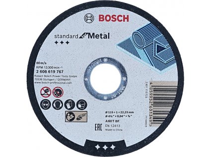 BOSCH 115x22,23mm rovný řezný kotouč Standard for Metal (1.0 mm)