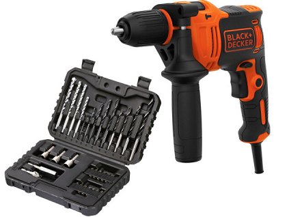 BLACK+DECKER BEH710SA32 příklepová vrtačka + sada nástrojů v kufříku (32 ks)