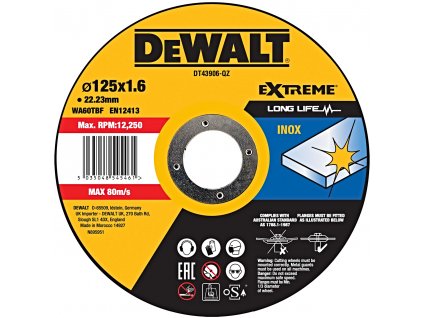 DeWALT DT43906 řezný kotouč na nerez 125x1.6mm