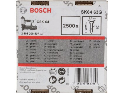 BOSCH SK64 63G 63mm hřeby pro GSK64 | 2500 ks