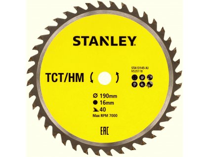 STANLEY STA13145 190x16mm (40Z) pilový kotouč TCT/HM