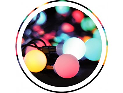 SOLIGHT 1V09-RGB LED 2v1 venkovní vánoční řetěz, koule, dálkový ovladač, 200LED, RGB+bílá, 20m+5m, 8 funkcí, IP44
