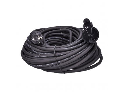 SOLIGHT PS34 prodlužovací kabel - spojka, 1 zásuvka, 30m, 3 x 1,5mm2, gumová, černá