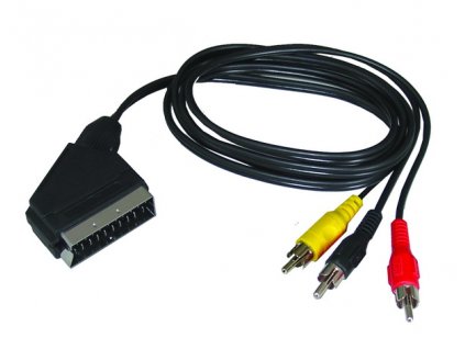 SOLIGHT SSV0301E SCART kabel, SCART konektor - 3x CINCH konektor, přepínatelný, 1m, sáček