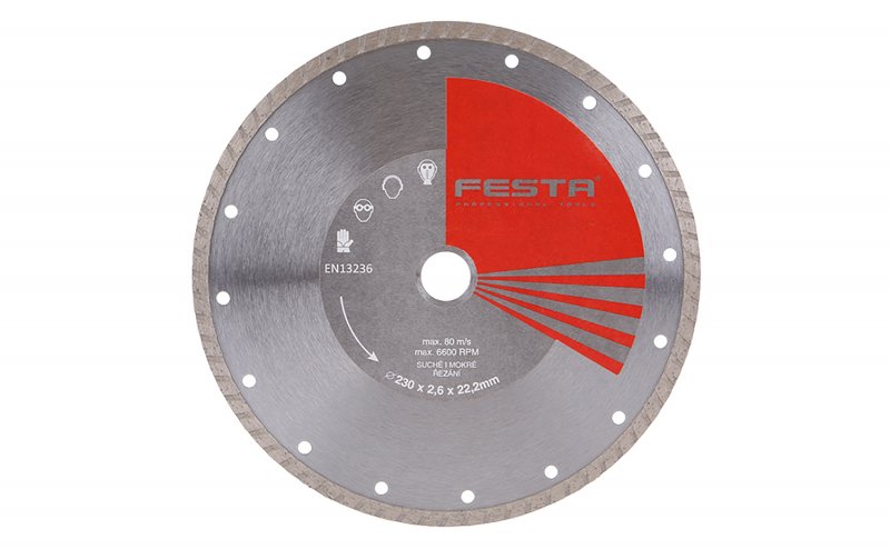 Levně FESTA Kotouč diamantový TURBO 230x2,6x22,2mm