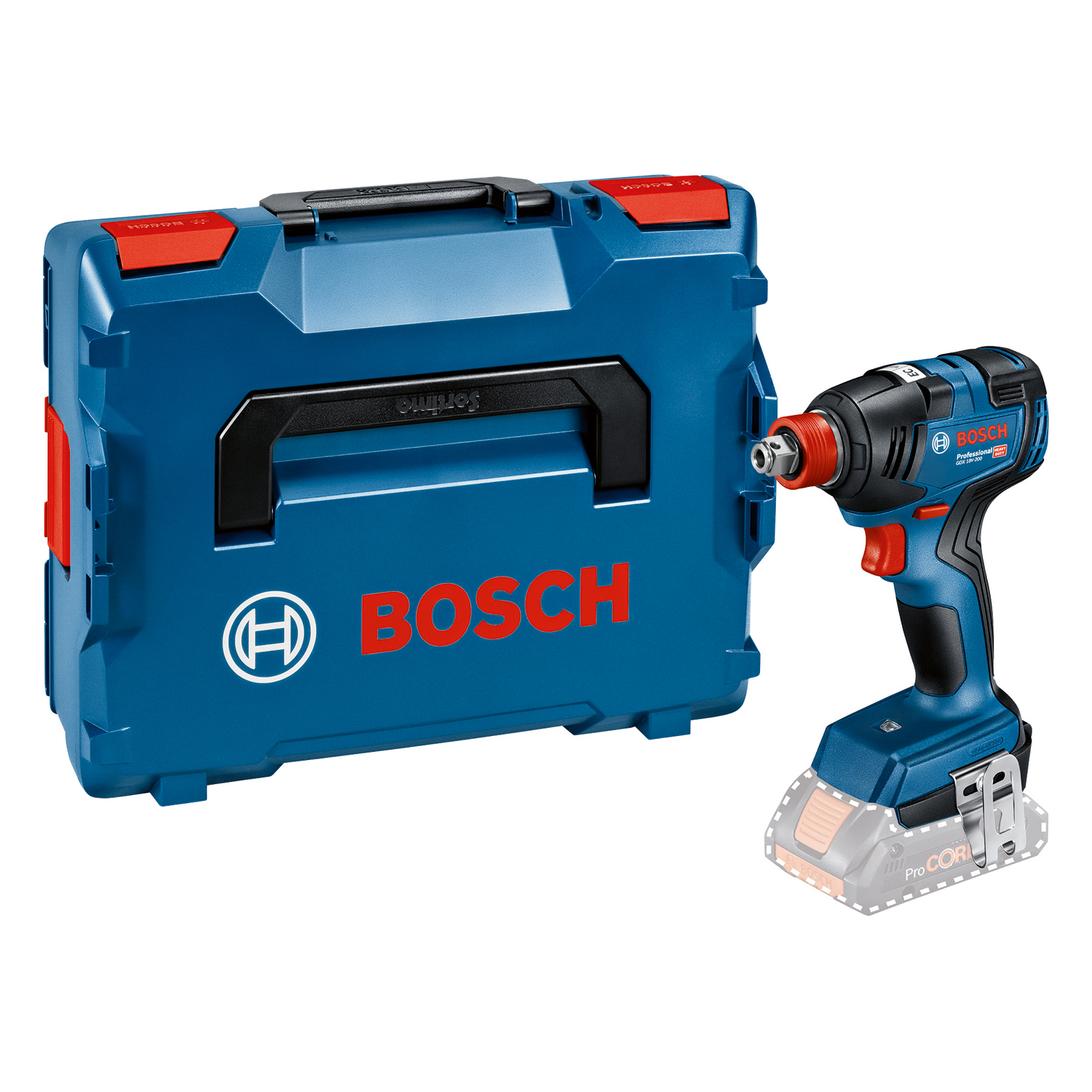 BOSCH GDX 18V-200 solo (verze bez aku) kombi aku rázový utahovák 1/4" a 1/2", L-Boxx