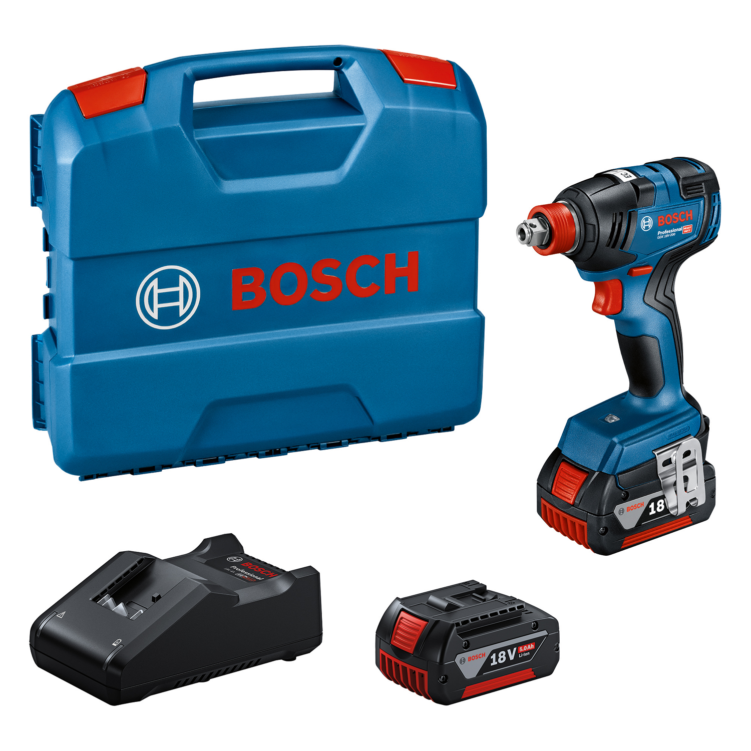 BOSCH GDX 18V-200 (2x4Ah) kombi aku rázový utahovák 1/4" a 1/2"