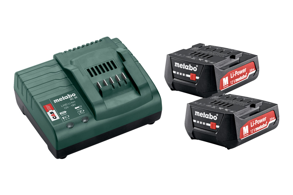 Levně METABO Základní sada 2x aku 12V/2Ah + nabíječka