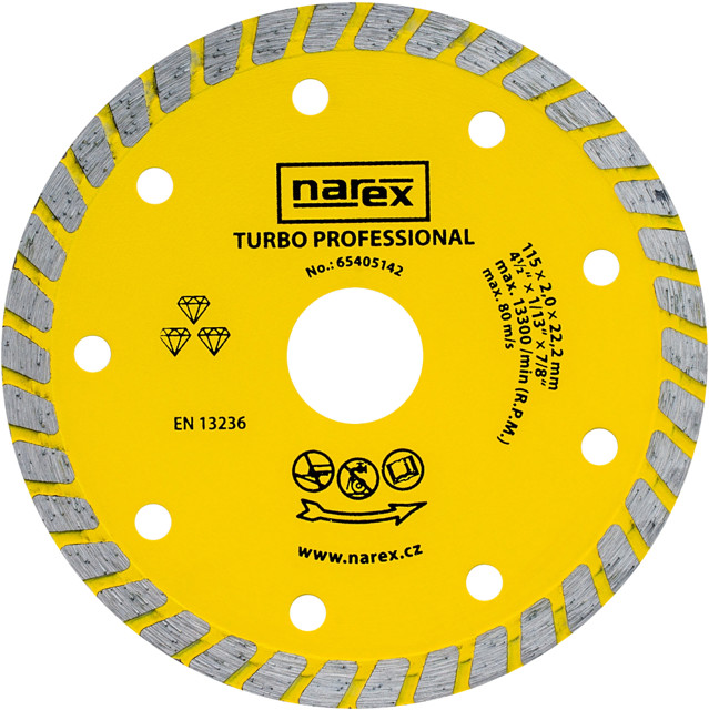NAREX 115x22,23mm DIA dělící kotouč na stavební materiály TURBO PROFESSIONAL