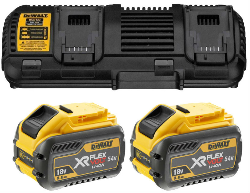 Levně DeWALT DCB132X2 duální nabíječka + 2x FlexVolt baterie s kapacitou 9 Ah