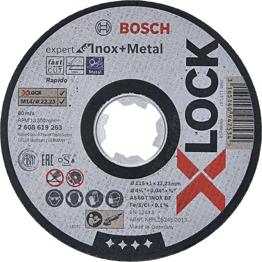 BOSCH Expert for Inox+Metal dělící kotouč na nerez a kov 115mm, X-LOCK (1.0 mm)