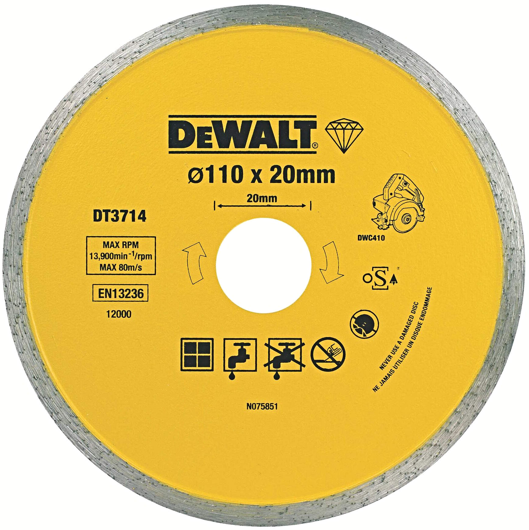 Levně DeWALT DT3714 110x20mm diamantový kotouč na obklady pro DWC410