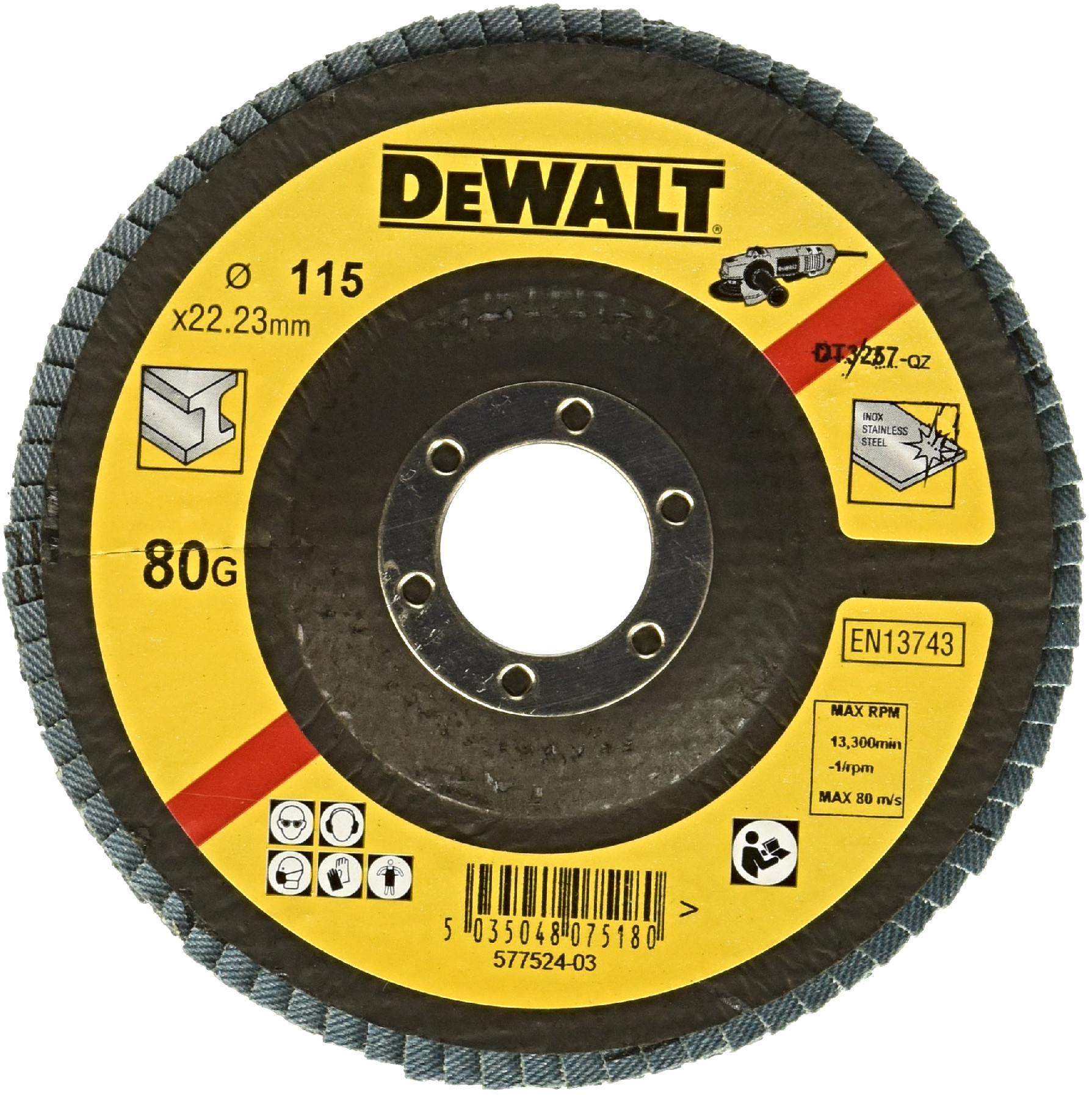 Levně DeWALT DT3257 (G80) 115mm lamelový brusný kotouč na kov - jemný, lomený